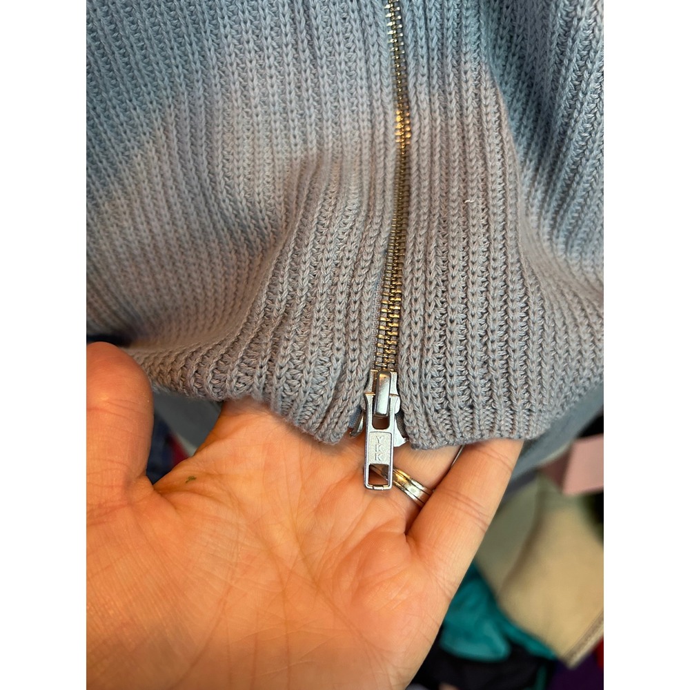 Cabi Fair Play Sweater Icy Blue Ribbed Knit Back Zip 3522 XL NWT Reversible - Picture 9 of 12